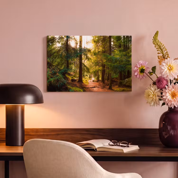 Canvas schilderij - Bos - Pad - Bomen - Groen - Zon - Natuur — 4