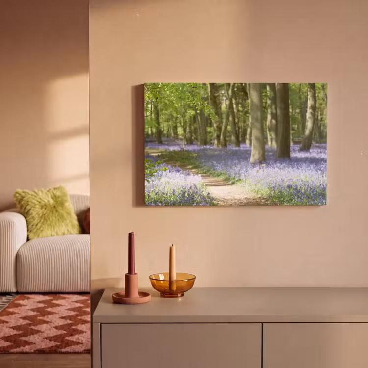 Canvas schilderij - Bos - Pad - Bloemen - Paars - Groen - Natuur — 2