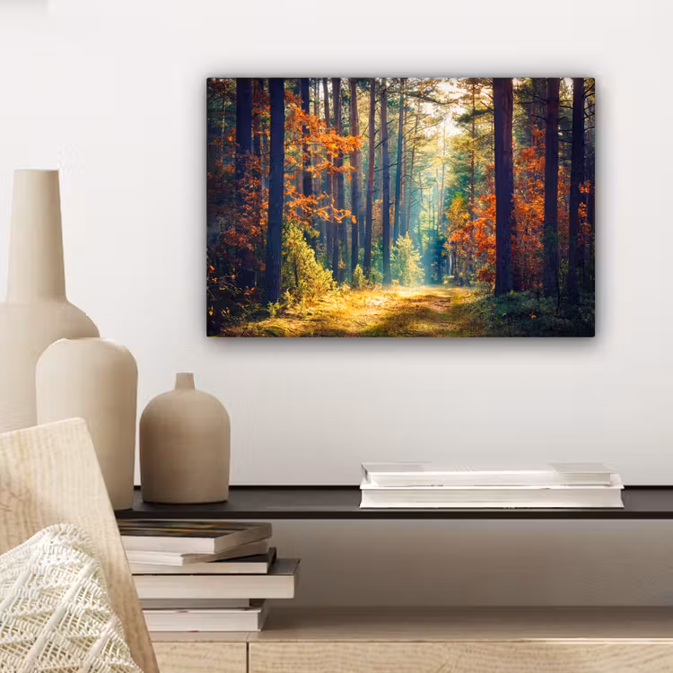 Canvas schilderij - Bos - Zon - Natuur - Herfst — 5