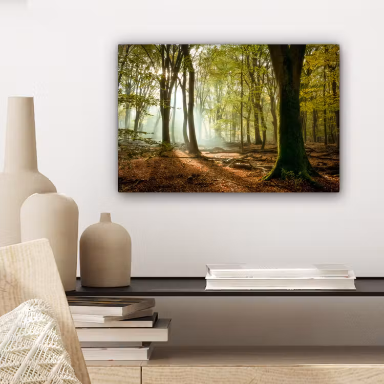 Canvas schilderij - Bos - Zon - Seizoenen - Landschap — 5
