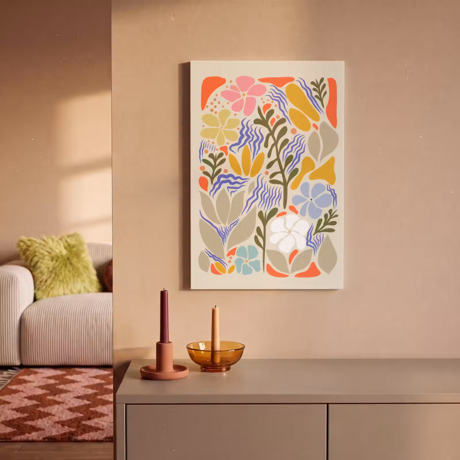 Canvas schilderij - Abstract - Bloemen - Bladeren — 1