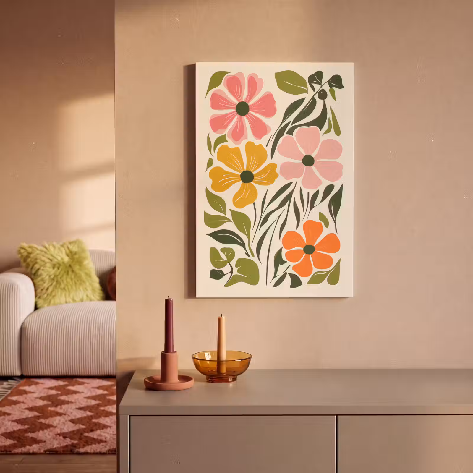 Canvas schilderij - Bloemen - Speels - Kleurrijk — 1