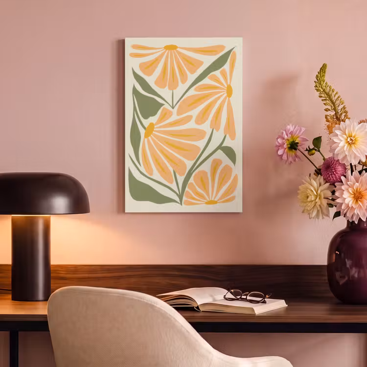 Canvas schilderij - Blaadjes - Zachtoranje - Bloemen — 2