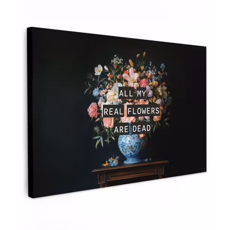 Canvas schilderij - Bloemen - Art - Pastel - Quotes — 1