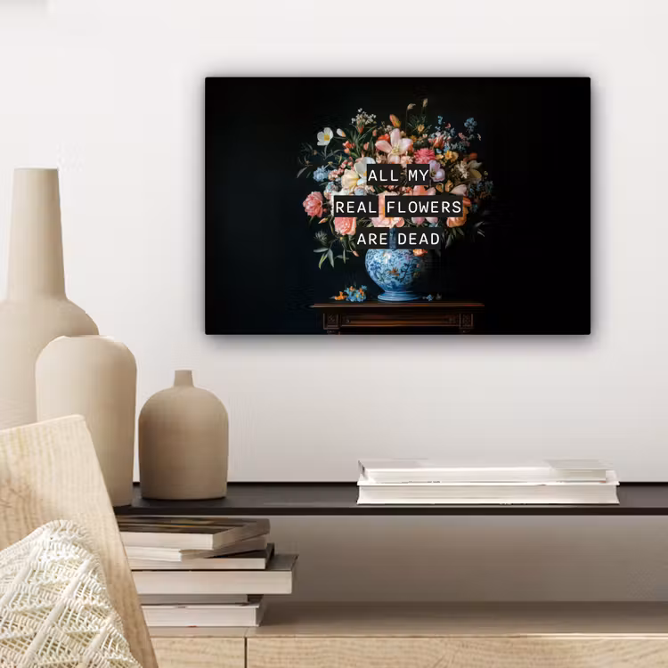 Canvas schilderij - Bloemen - Art - Pastel - Quotes — 5