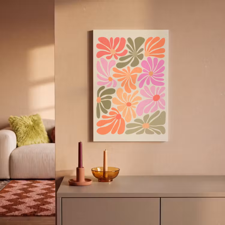 Canvas schilderij - Bloemvormen - Retro - Kleurrijk — 1