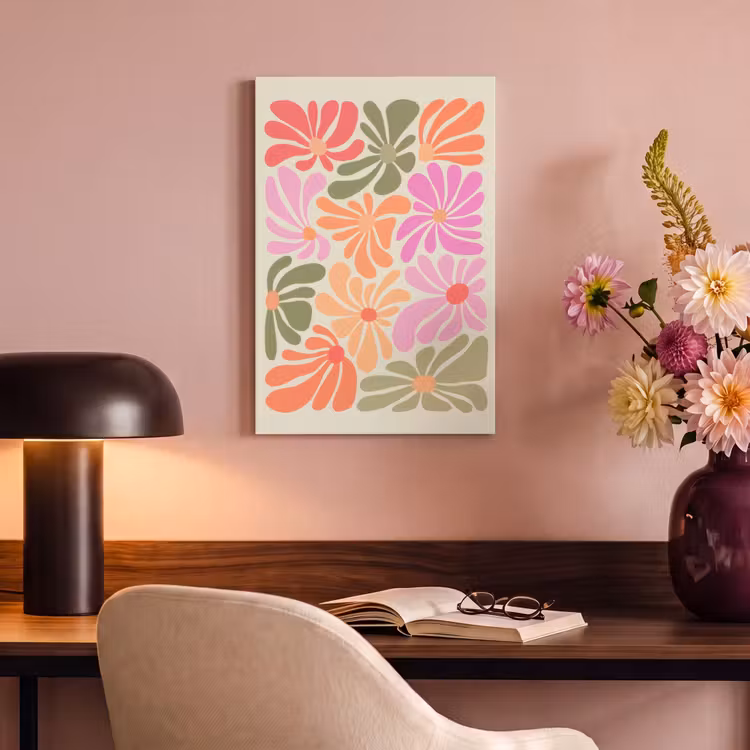 Canvas schilderij - Bloemvormen - Retro - Kleurrijk — 2