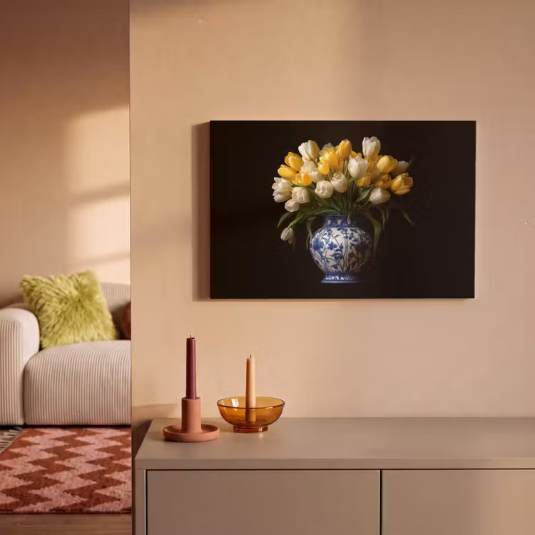 Canvas schilderij - Geel - Tulpen - Vaas - Bloemen — 2