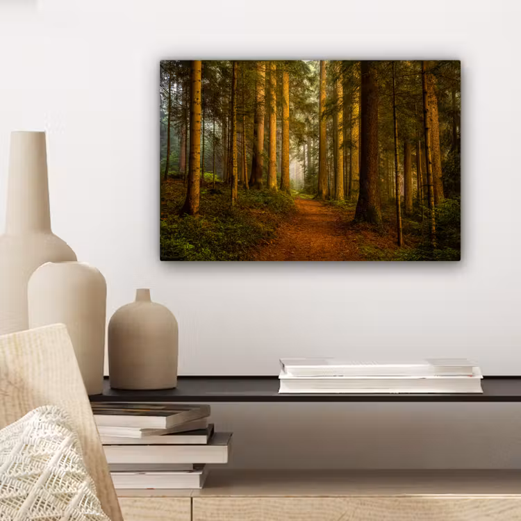 Canvas schilderij - Bos - Natuur - Bomen - Landschap - Bladeren — 5