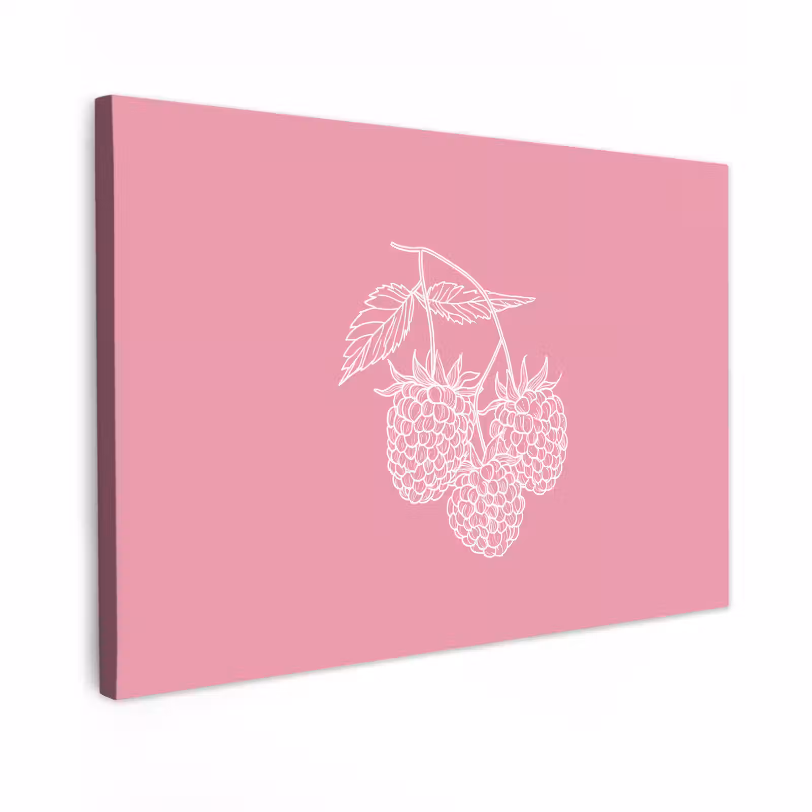 Canvas schilderij - Frambozen - Steel - Getekend - Roze — 1