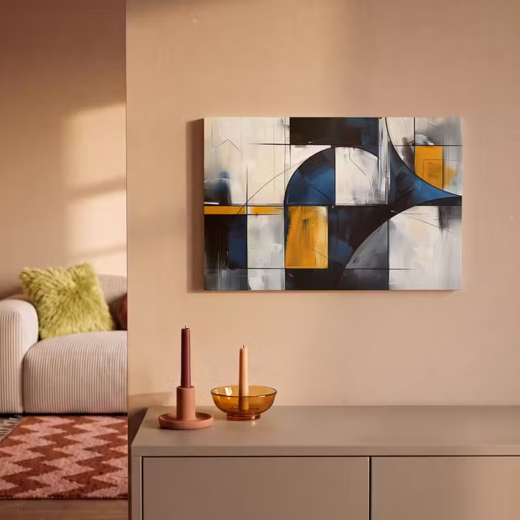 Canvas schilderij - Abstract - Vormen - Goud - Blauw - Geometrisch — 2