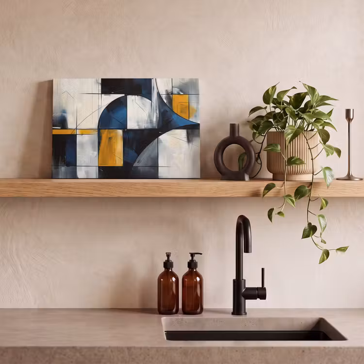 Canvas schilderij - Abstract - Vormen - Goud - Blauw - Geometrisch — 3