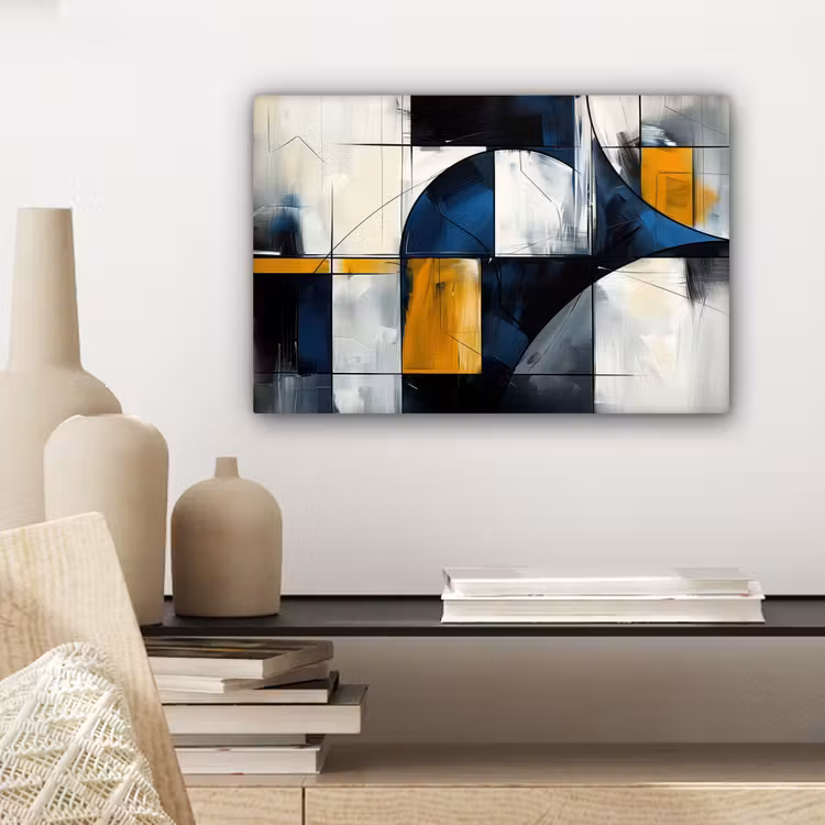 Canvas schilderij - Abstract - Vormen - Goud - Blauw - Geometrisch — 5