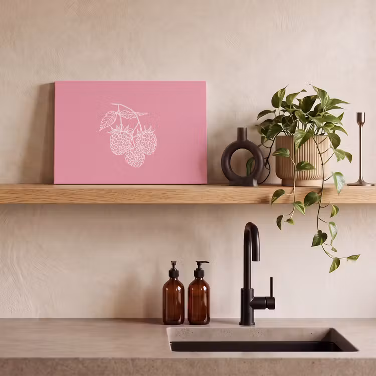 Canvas schilderij - Frambozen - Steel - Getekend - Roze — 3