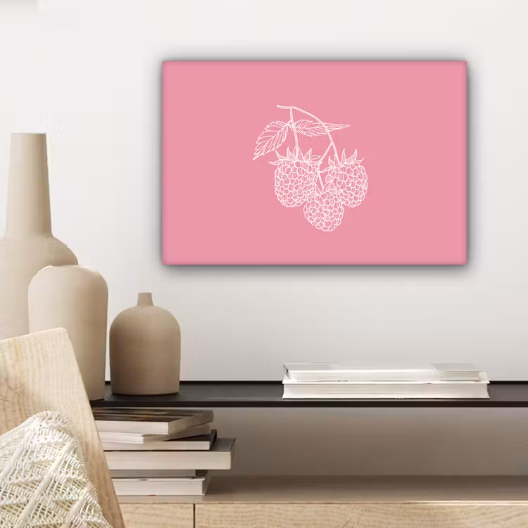 Canvas schilderij - Frambozen - Steel - Getekend - Roze — 5
