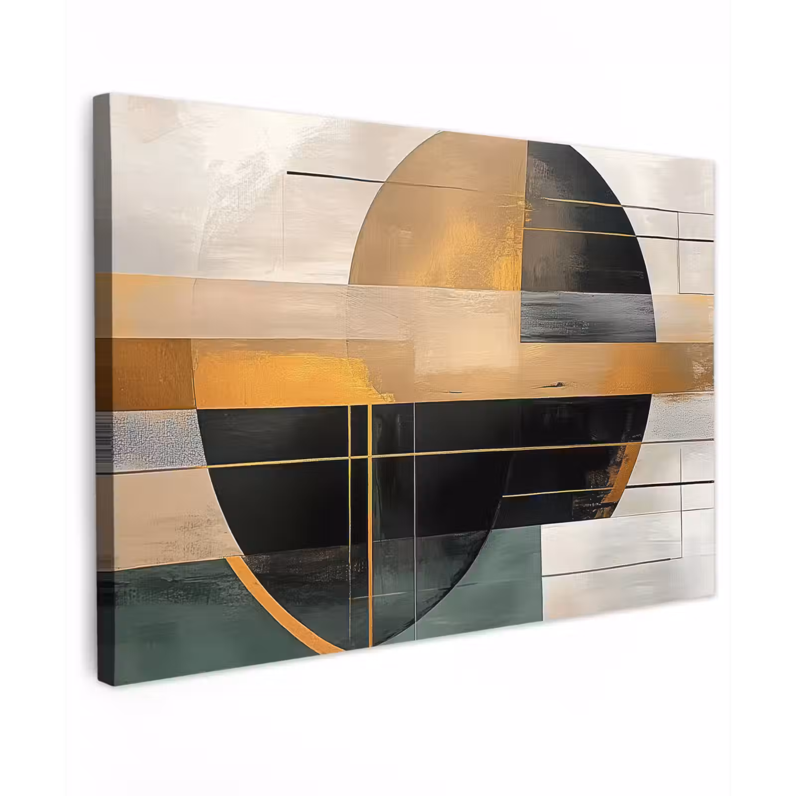 Canvas schilderij - Abstract - Goud - Brons - Groen - Vormen - Modern — 1