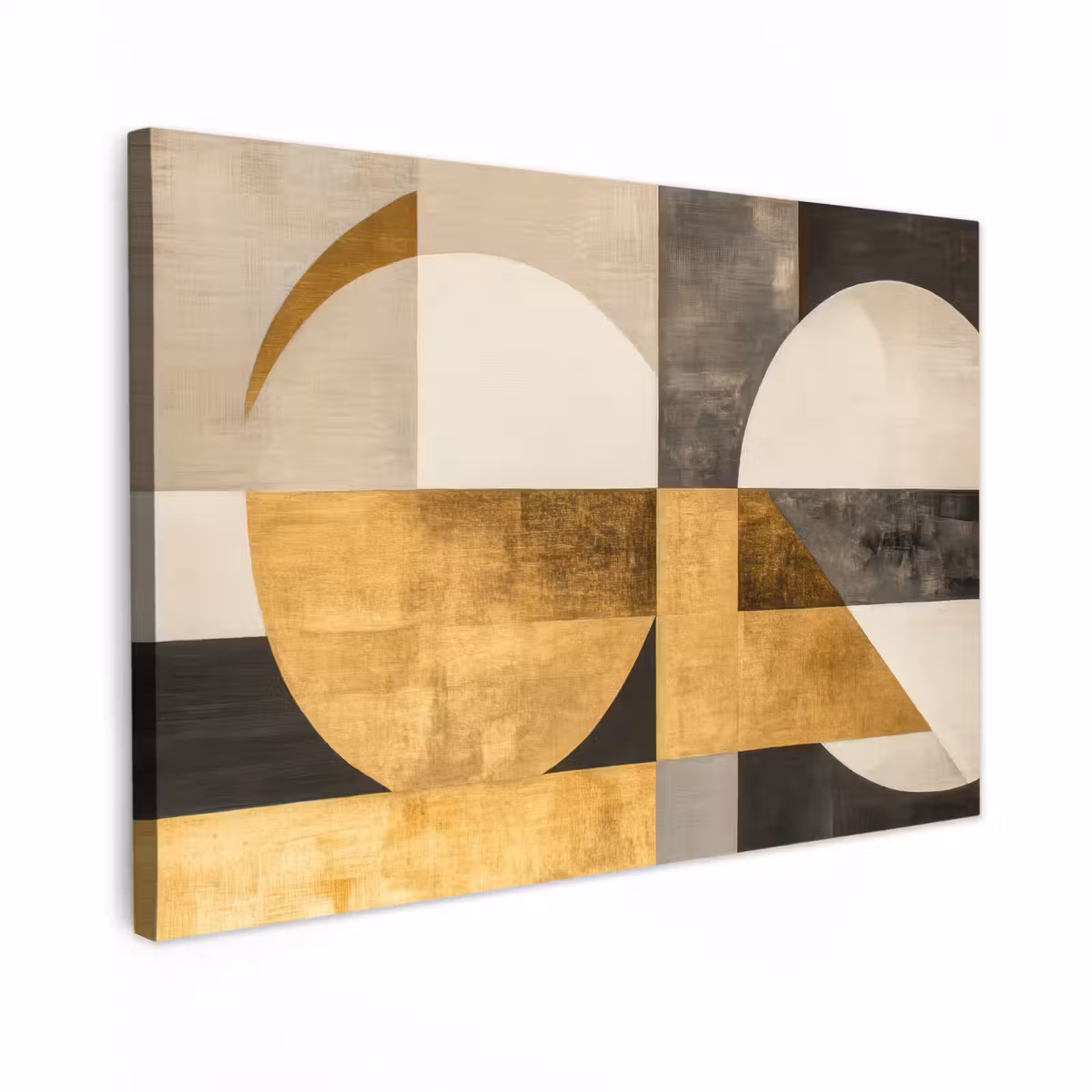 Canvas schilderij - Abstract - Goud - Grijs - Vormen - Geometrisch — 1