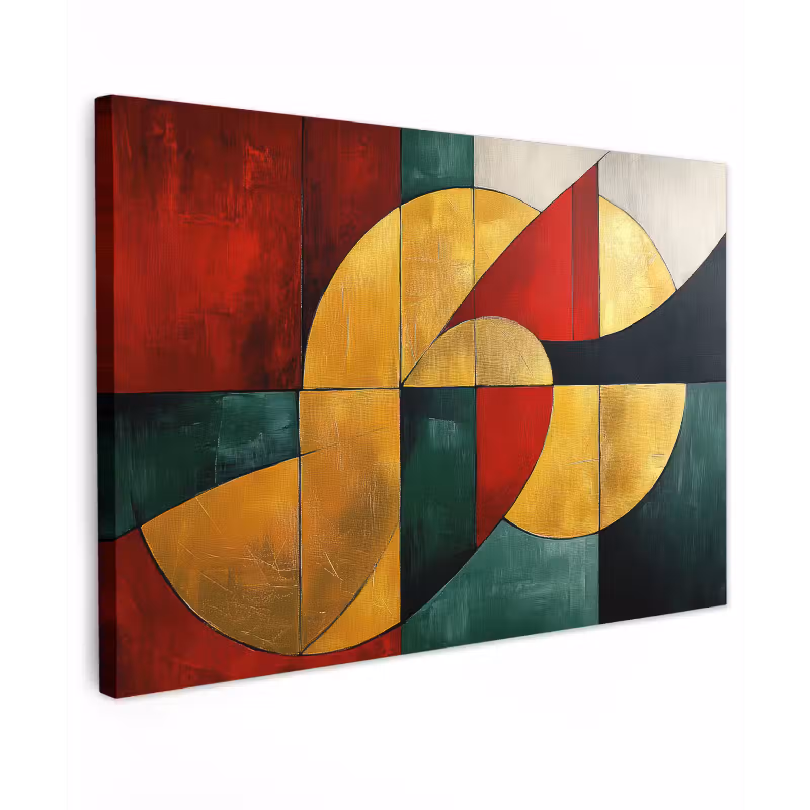 Canvas schilderij - Abstract - Kerst - Goud - Rood - Groen — 1