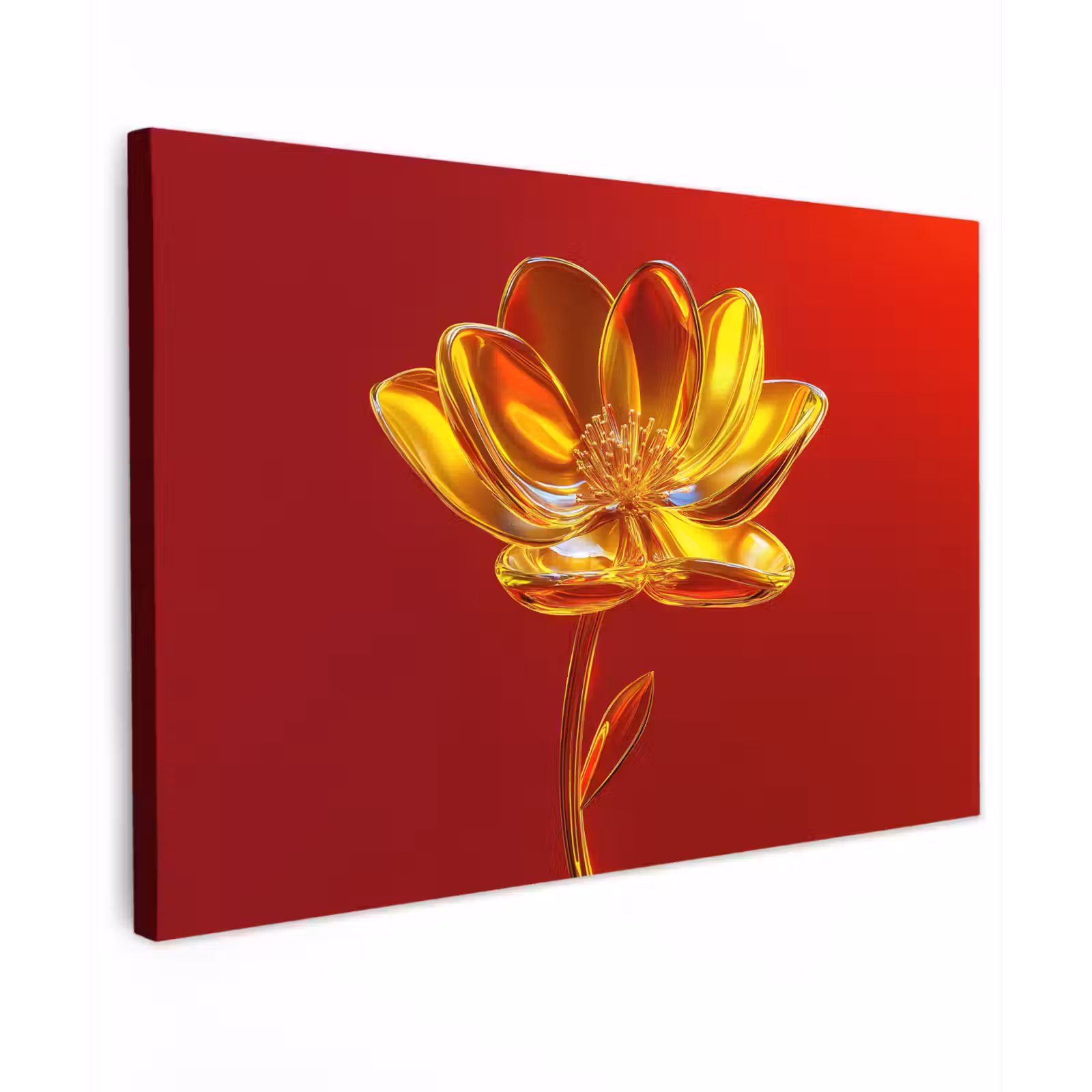 Canvas schilderij - Bloem - Goud - Glazen — 1