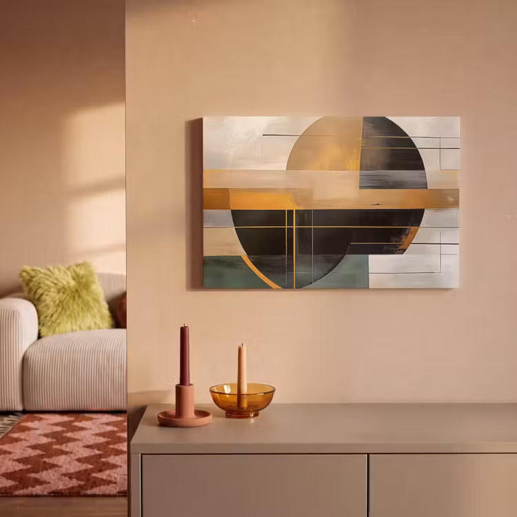 Canvas schilderij - Abstract - Goud - Brons - Groen - Vormen - Modern — 2