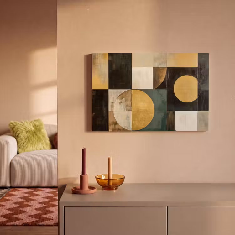 Canvas schilderij - Abstract - Goud - Brons - Vormen - Geometrisch — 2