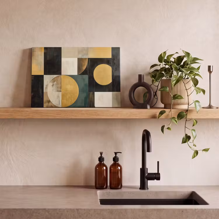 Canvas schilderij - Abstract - Goud - Brons - Vormen - Geometrisch — 3
