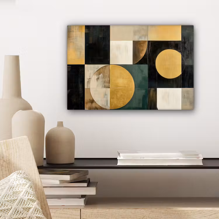 Canvas schilderij - Abstract - Goud - Brons - Vormen - Geometrisch — 5