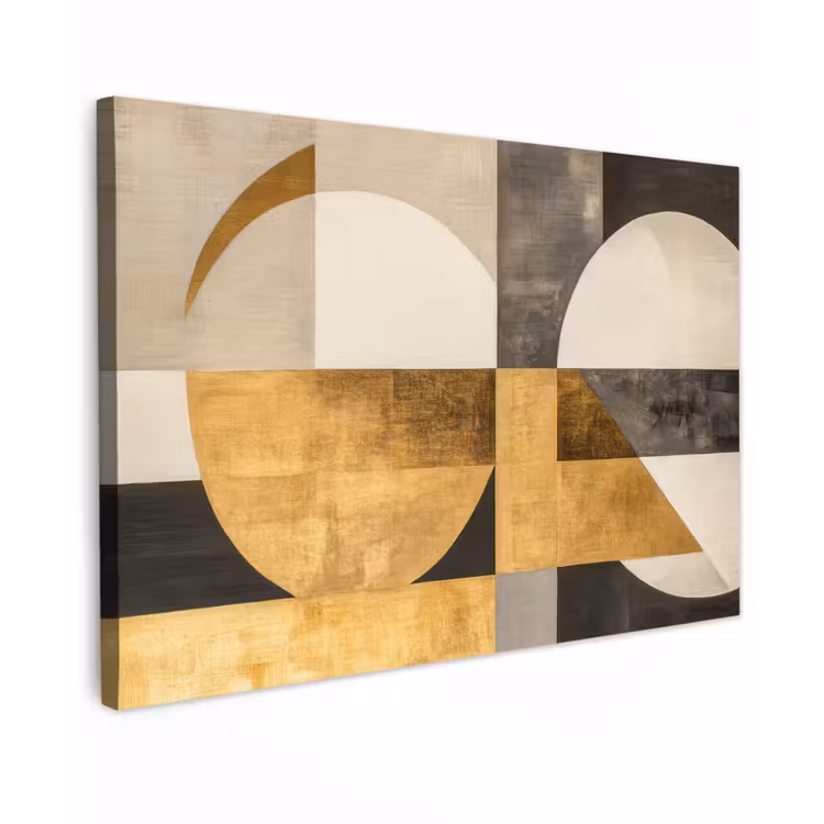 Canvas schilderij - Abstract - Goud - Grijs - Vormen - Geometrisch — 1