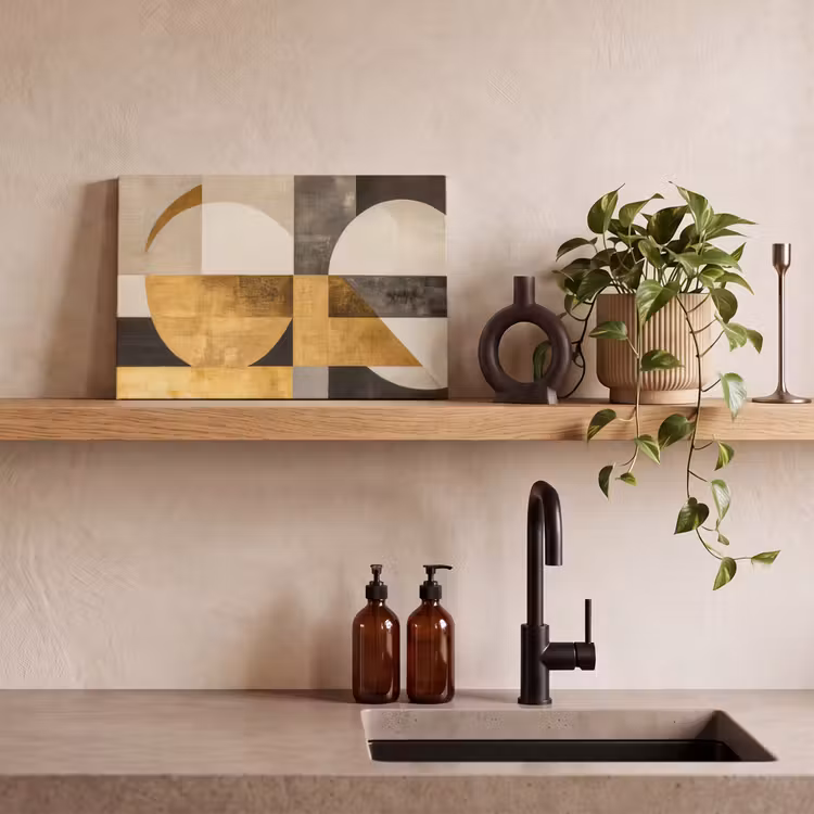 Canvas schilderij - Abstract - Goud - Grijs - Vormen - Geometrisch — 3