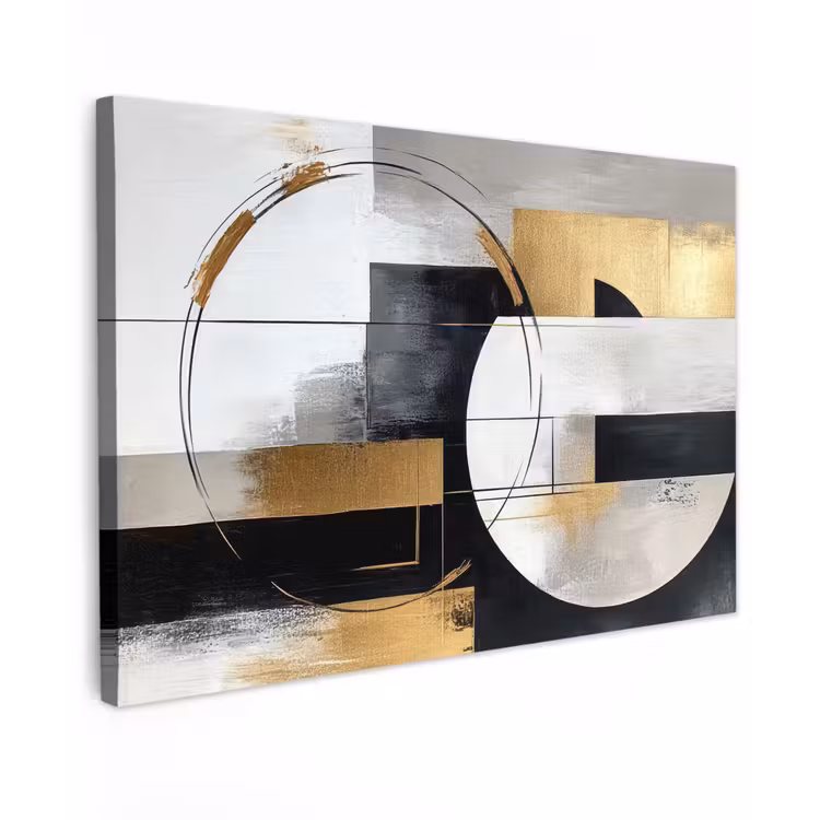 Canvas schilderij - Abstract - Goud - Zilver - Vormen - Aesthetic — 1