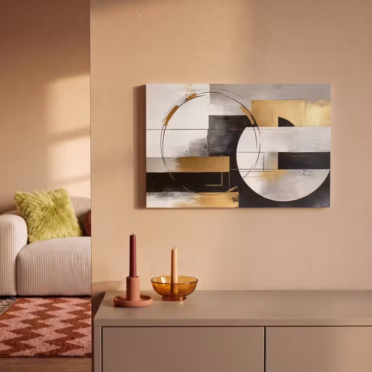 Canvas schilderij - Abstract - Goud - Zilver - Vormen - Aesthetic — 2