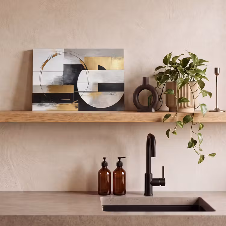 Canvas schilderij - Abstract - Goud - Zilver - Vormen - Aesthetic — 3