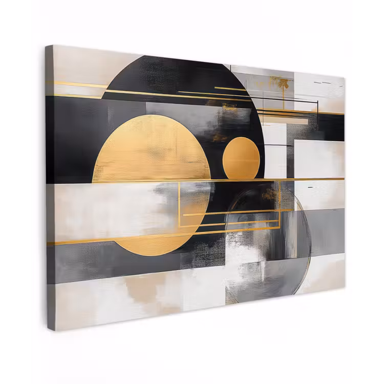 Canvas schilderij - Abstract - Goud - Zilver - Vormen - Aesthetic - Modern — 1