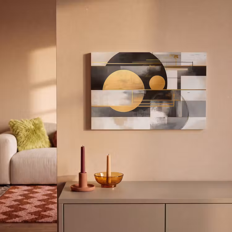 Canvas schilderij - Abstract - Goud - Zilver - Vormen - Aesthetic - Modern — 2