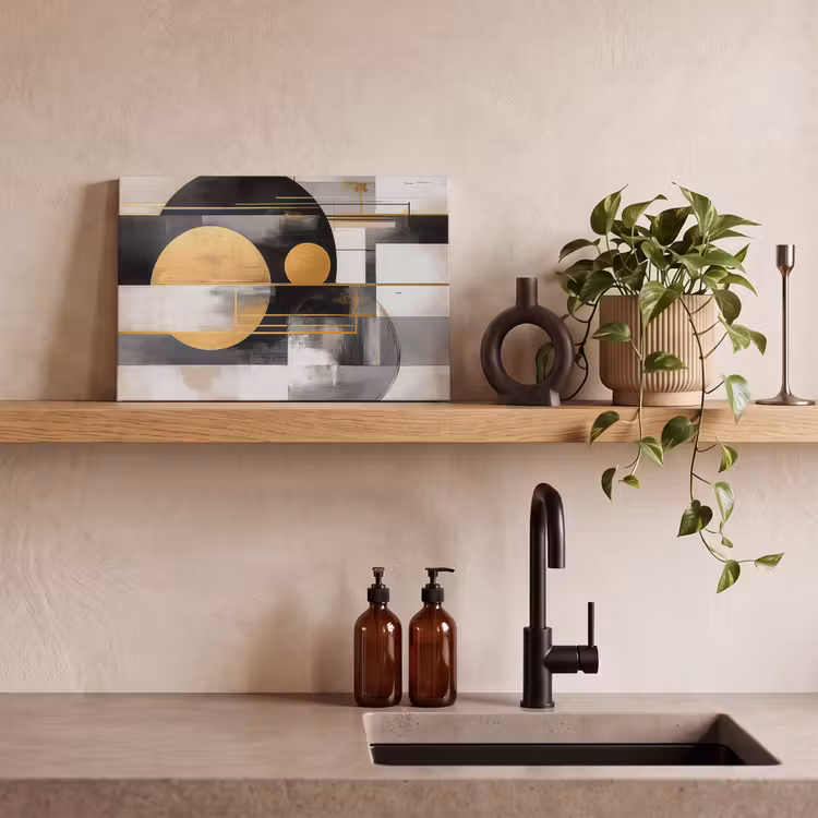 Canvas schilderij - Abstract - Goud - Zilver - Vormen - Aesthetic - Modern — 3