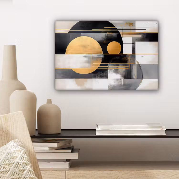 Canvas schilderij - Abstract - Goud - Zilver - Vormen - Aesthetic - Modern — 5