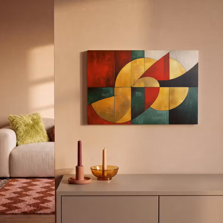 Canvas schilderij - Abstract - Kerst - Goud - Rood - Groen — 2