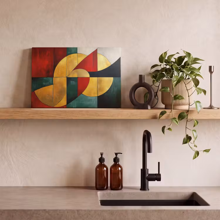 Canvas schilderij - Abstract - Kerst - Goud - Rood - Groen — 3