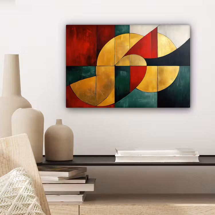Canvas schilderij - Abstract - Kerst - Goud - Rood - Groen — 5