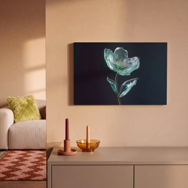 Canvas schilderij - Bladeren - Bloem - Glazen - Donkerblauw — 2