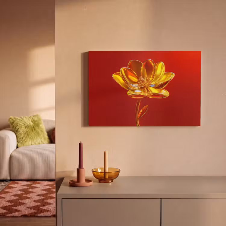 Canvas schilderij - Bloem - Goud - Glazen — 2