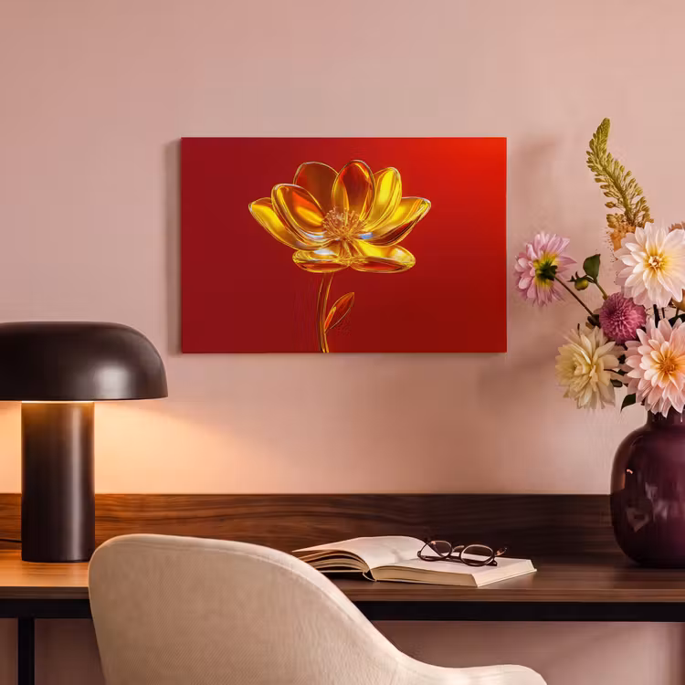 Canvas schilderij - Bloem - Goud - Glazen — 4
