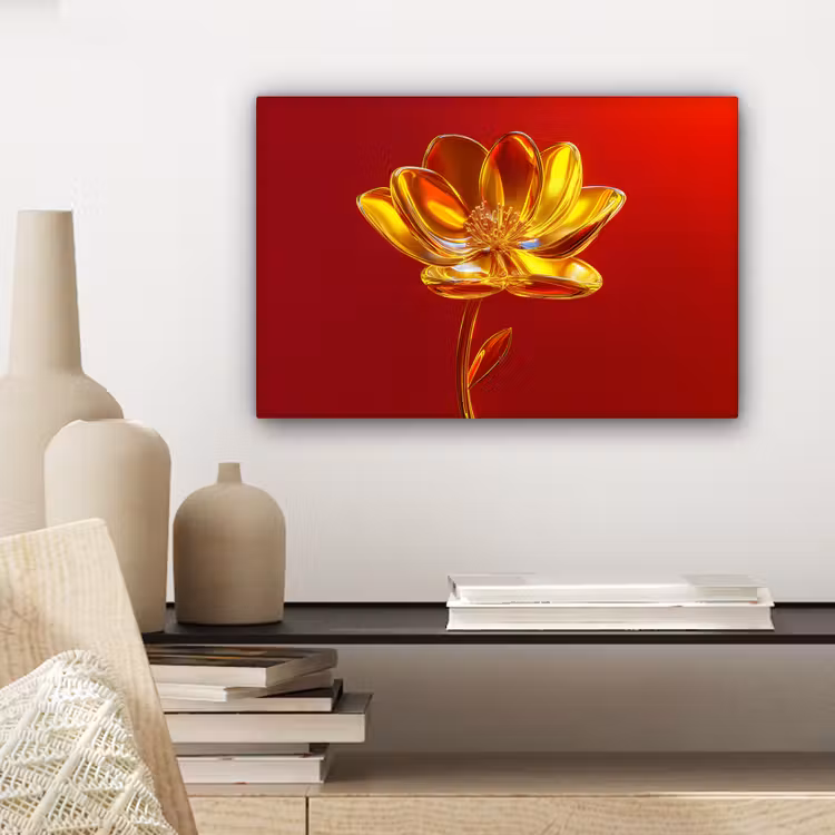 Canvas schilderij - Bloem - Goud - Glazen — 5