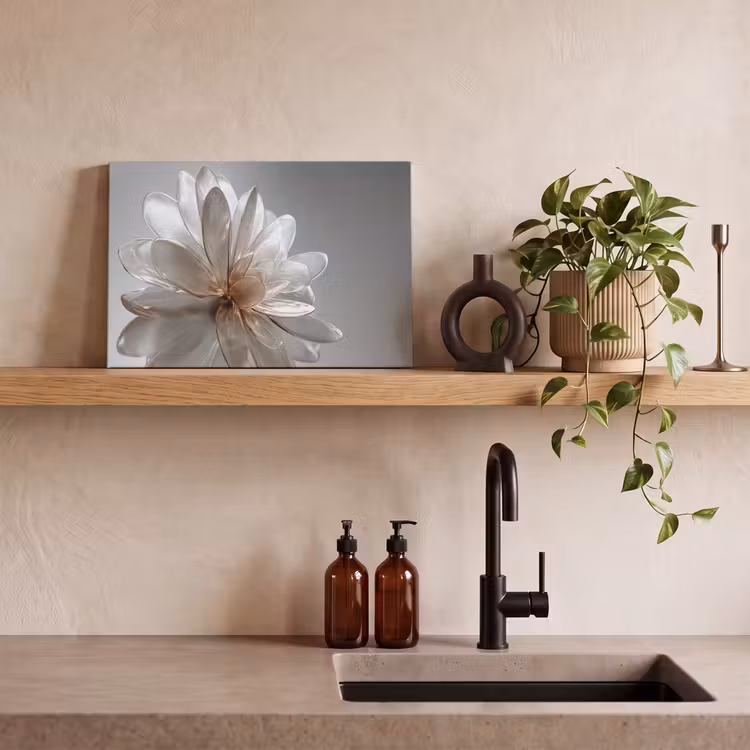 Canvas schilderij - Bloem - Wit - Neutraal — 3