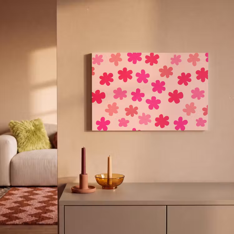 Canvas schilderij - Bloemen - Patroon - Roze — 2