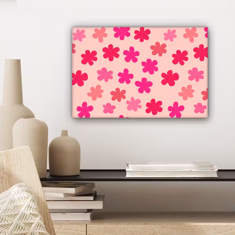 Canvas schilderij - Bloemen - Patroon - Roze — 5