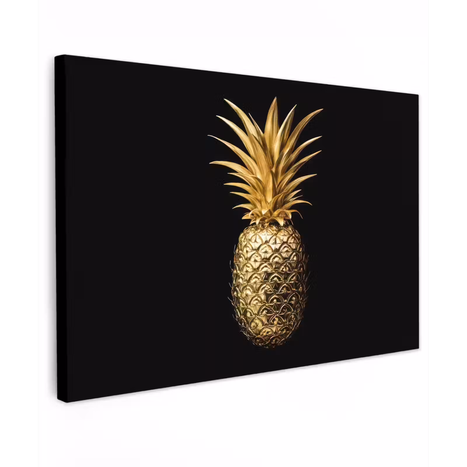 Canvas schilderij - Ananas - Zwart - Goud - Luxe — 1