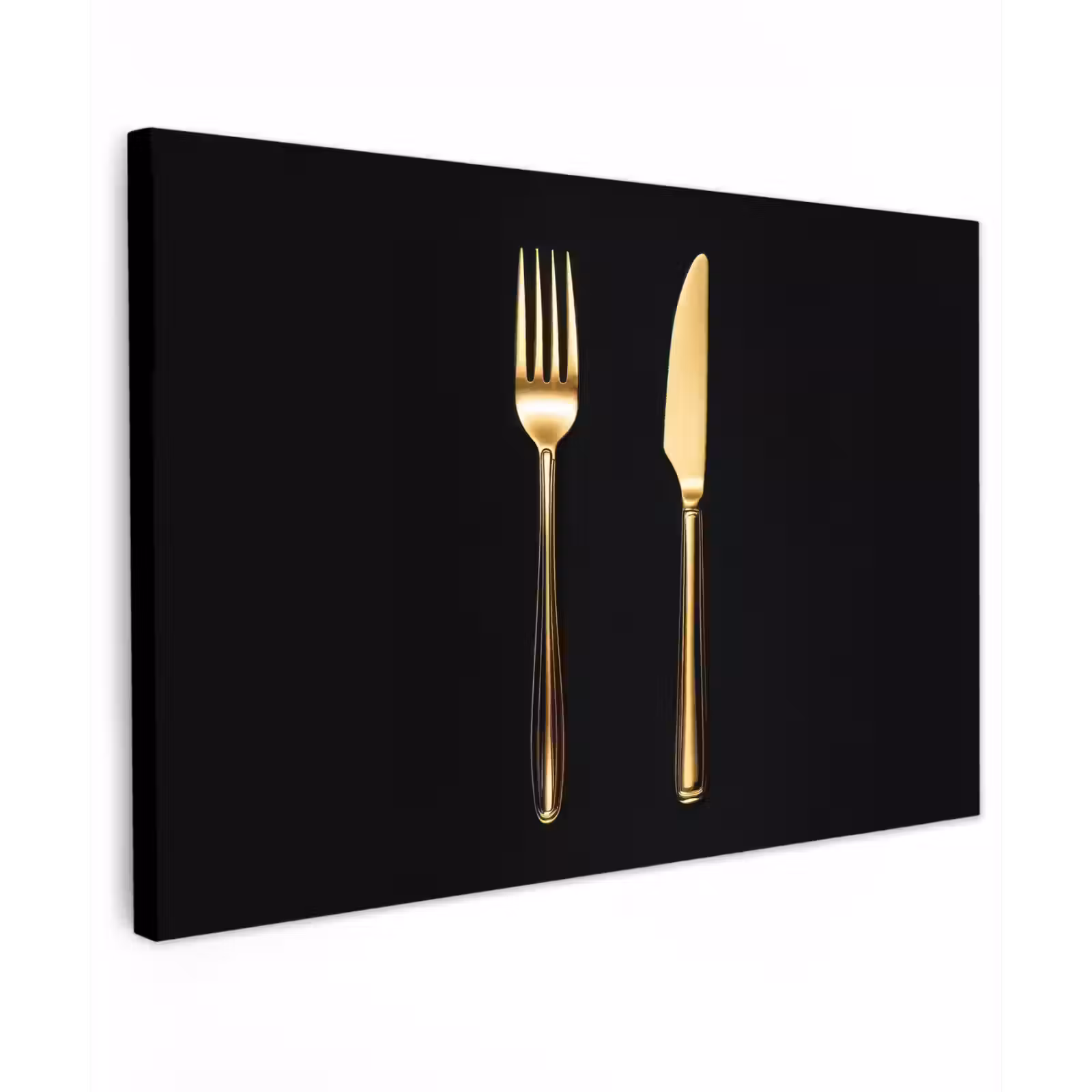 Canvas schilderij - Bestek - Goud - Mes - Vork — 1