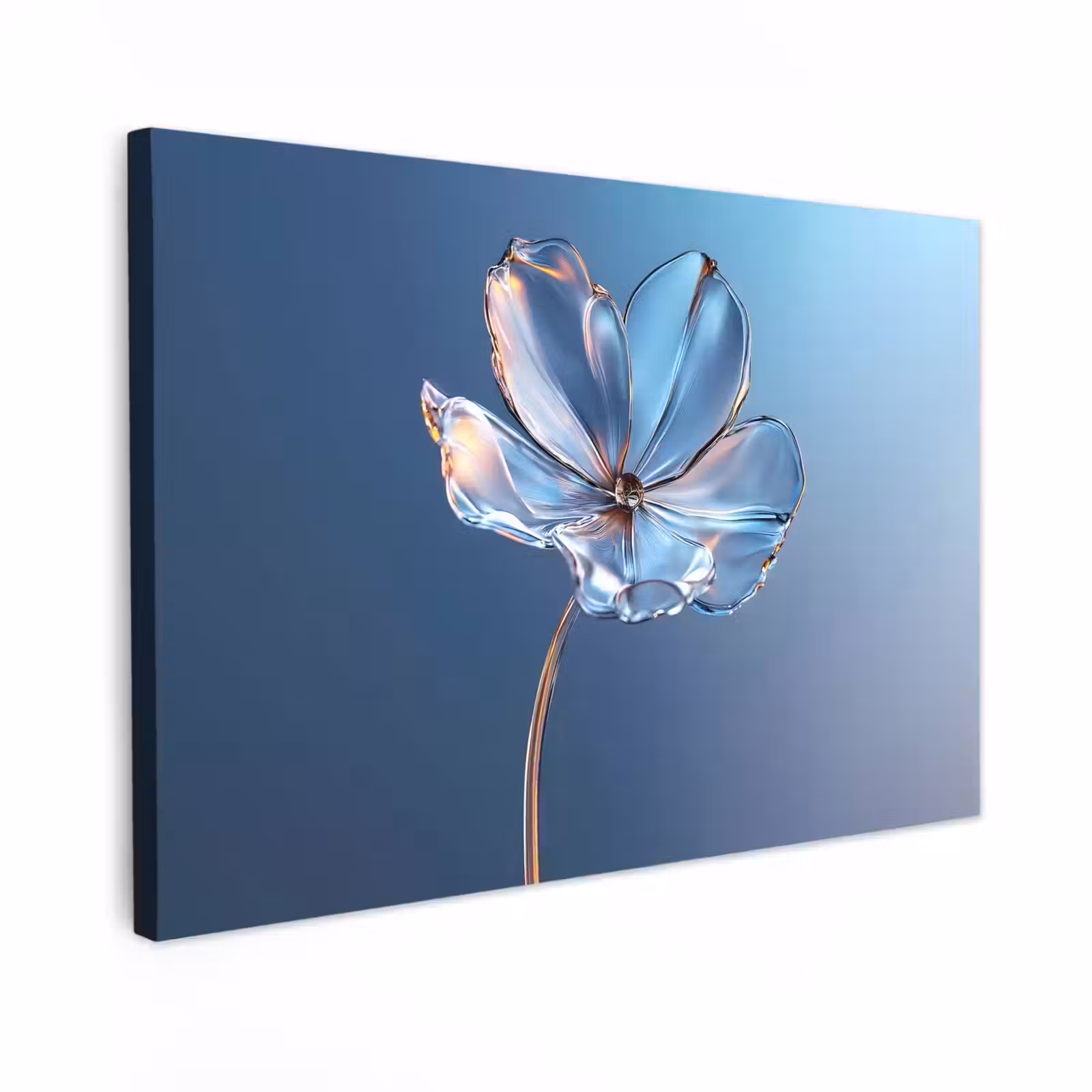 Canvas schilderij - Blauw - Bloem - Glazen - Sierlijk — 1