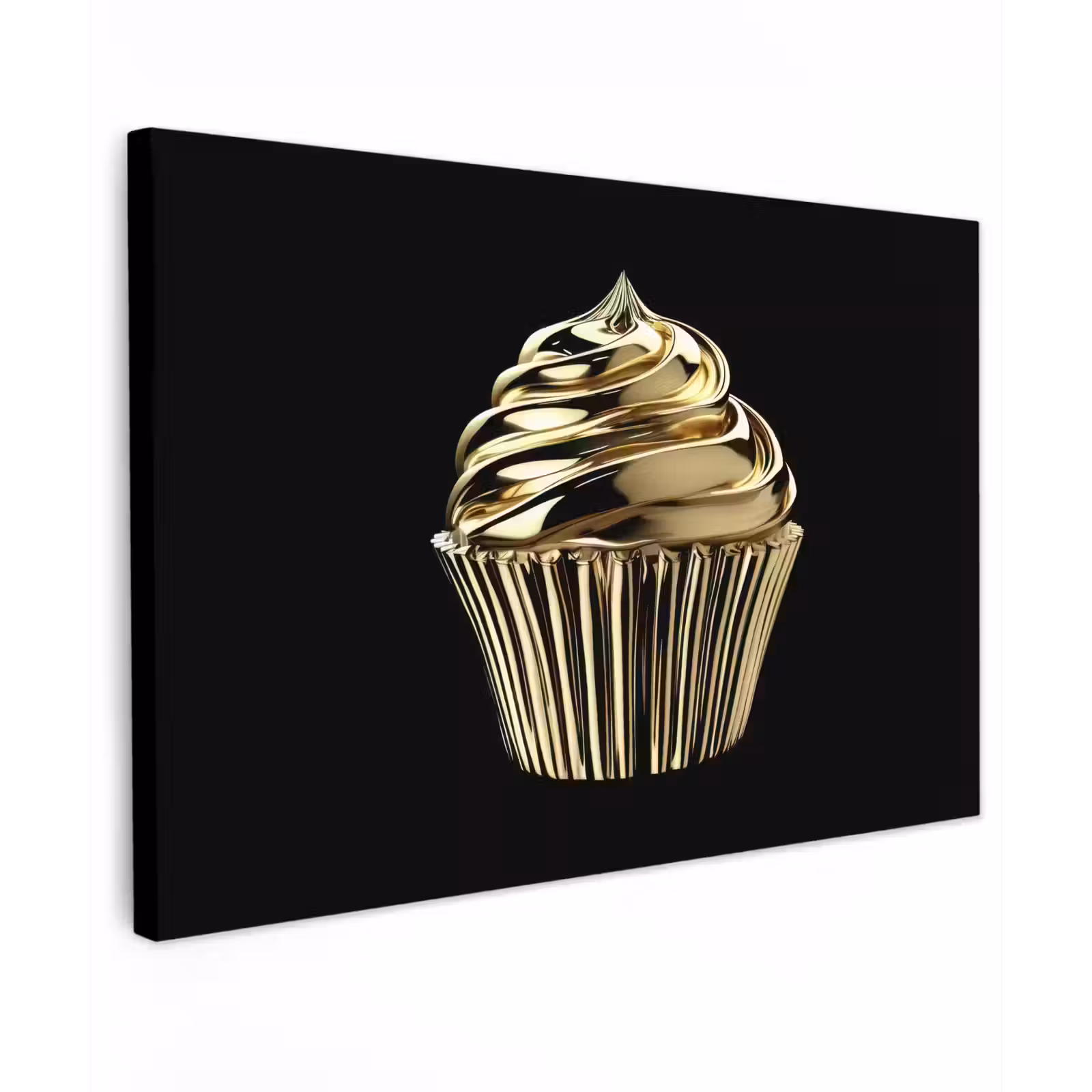 Canvas schilderij - Cupcake - Eten - Goud - Zwart — 1